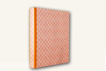 Ringbuch orange mit stilisierten Blumen